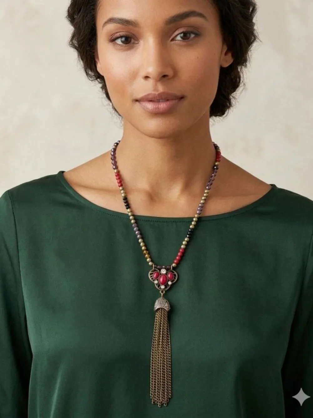 Beaded Tassel Necklace - Picture 1 of 4